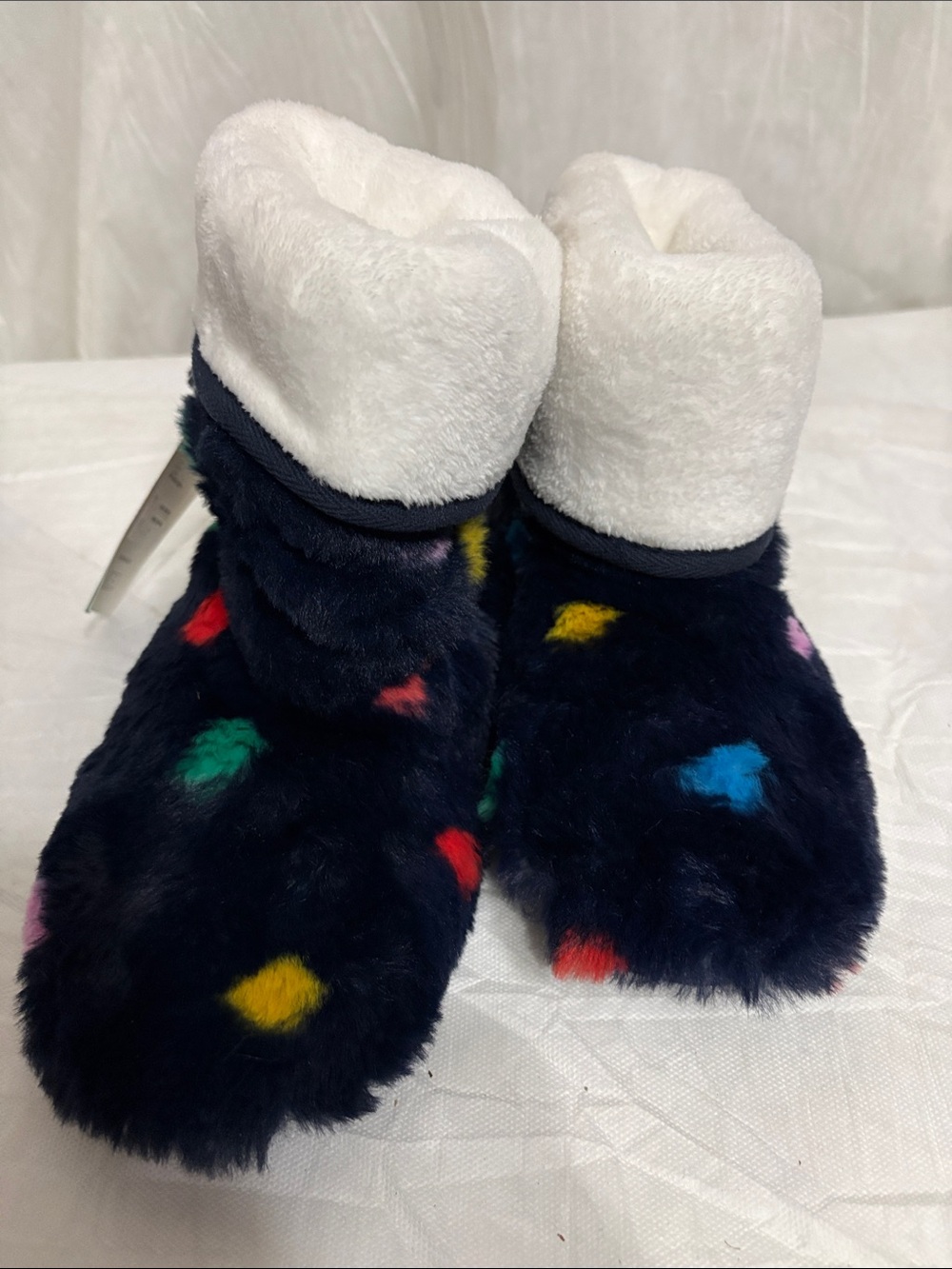 Joules Navy Plush Slippers size US 5/6 NWT